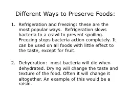 Different Ways to Preserve Foods:
