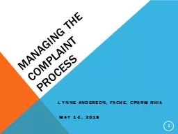 Managing the complaint process