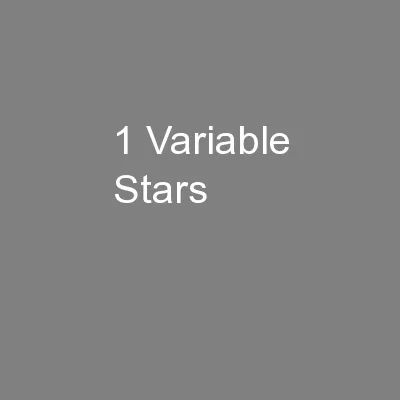 1 Variable Stars