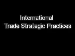 International Trade Strategic Practices