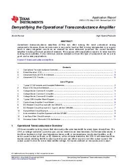 Application Report SBOAA May  Revised April  Demystifying the Operational Transconductance