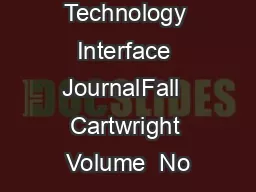 the Technology Interface JournalFall  Cartwright Volume  No