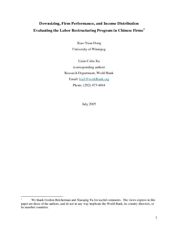 Downsizing, Firm Performance, and Income Distribution Evaluating the L