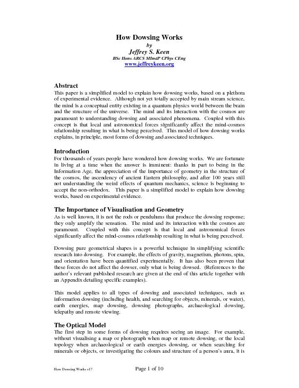 How Dowsing Works v17 Page 1 of 10 How Dowsing Works by Jeffrey S. Kee