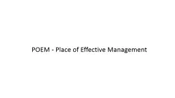 POEM - Place of Effective Management