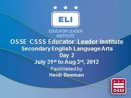 OSSE CSSS Educator Leader Institute