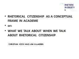 Rhetorical Citizenship as a Conceptual Frame in Academe