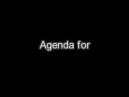 Agenda for