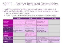 SSDPS—Partner Required Deliverables