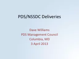 PDS/NSSDC Deliveries