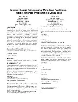 Mirrors Design Principles for Metalevel Facilities of ObjectOriented Programming Languages