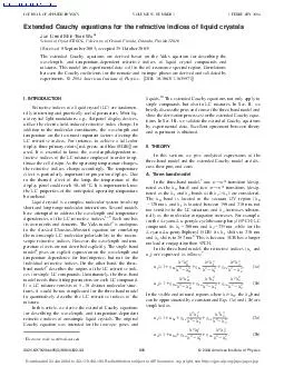 Extended Cauchy equations for the refractive indices of liquid crystals Jun Li and ShinTson