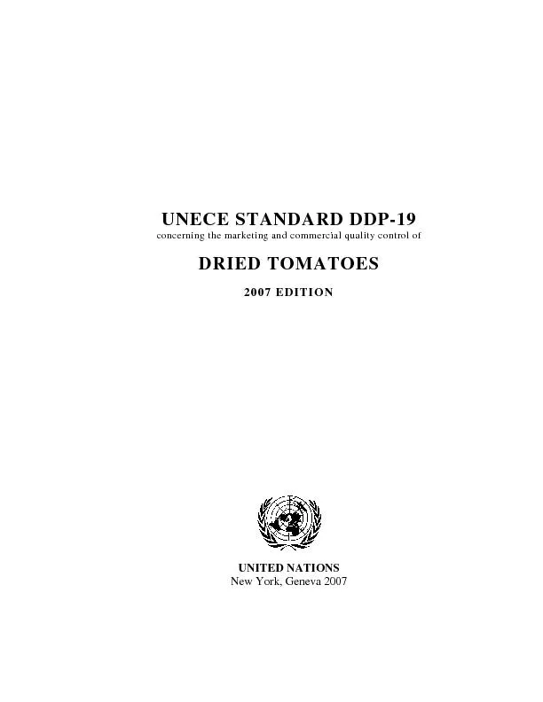 UNECE STANDARD DDP-19 concerning the marketing and commercial quality