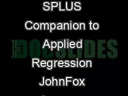 Nonparametric Regression Appendix to An R and SPLUS Companion to Applied Regression JohnFox