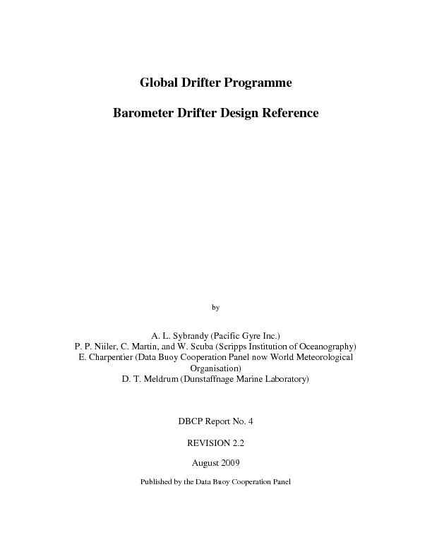 Global Drifter Programme Barometer Drifter Design Reference by A. L. S