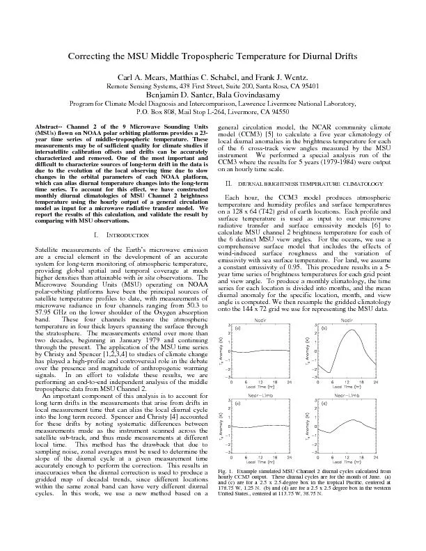 Correcting the MSU Middle Tropospheric Temperature for Diurnal Drifts