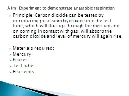 Principle: Carbon dioxide can be tested by introducing pota