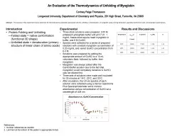 An Evaluation of the Thermodynamics of Unfolding of Myoglob