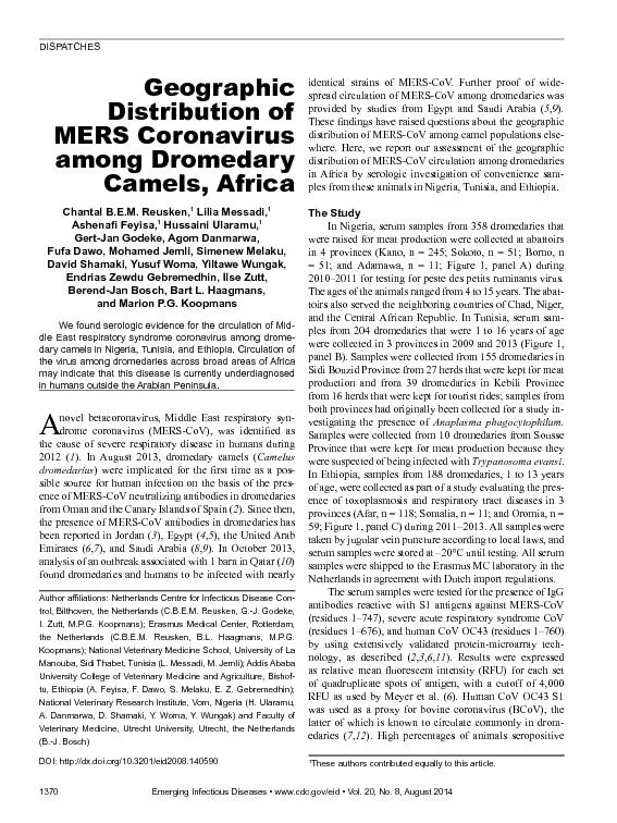 Geographic Distribution of MERS Coronavirus among Dromedary Gert-Jan G