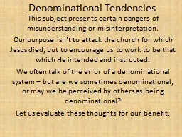 Denominational Tendencies