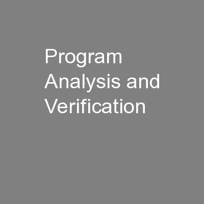 Program Analysis and Verification