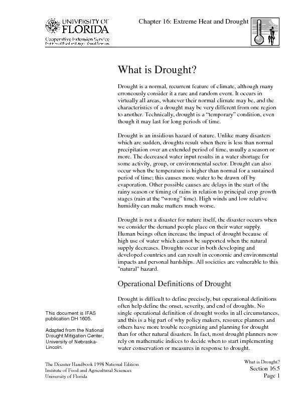 What is Drought?Page 1The Disaster Handbook 1998 National EditionInsti