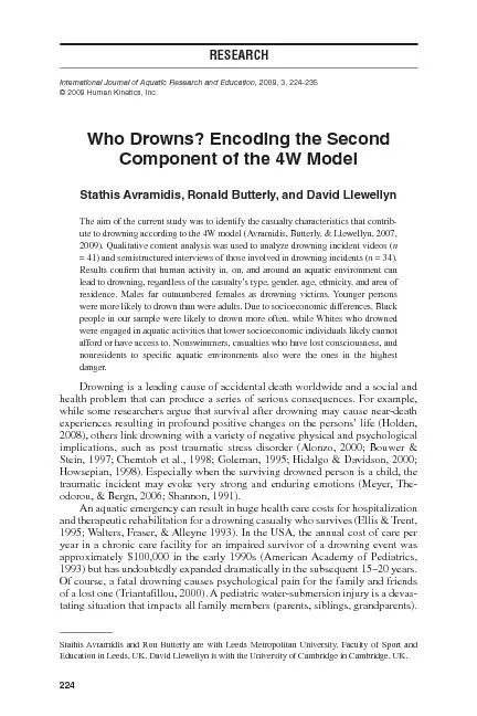 Who Drowns? Encoding the Second Stathis Avramidis, Ronald Butterly, an