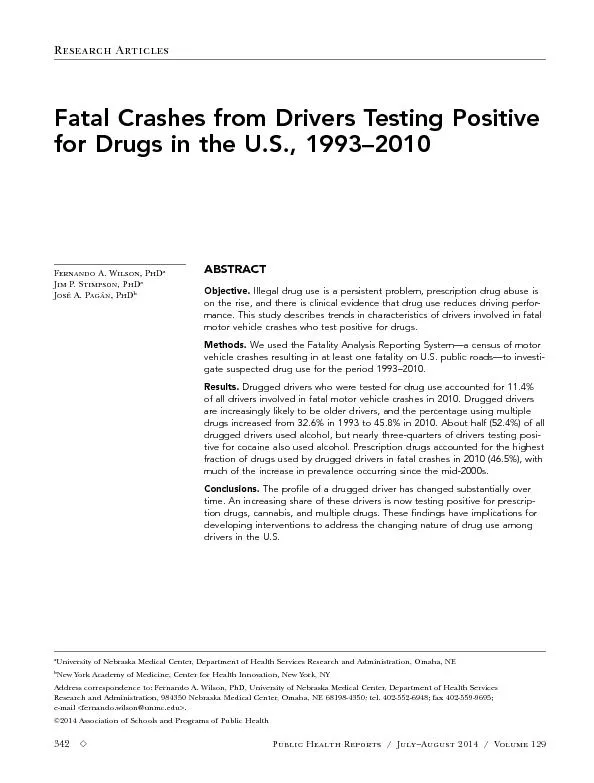 Fatal Crashes from Drivers Testing Positive