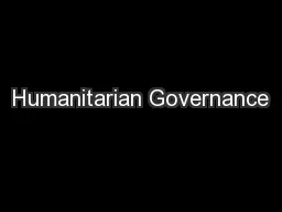 Humanitarian Governance