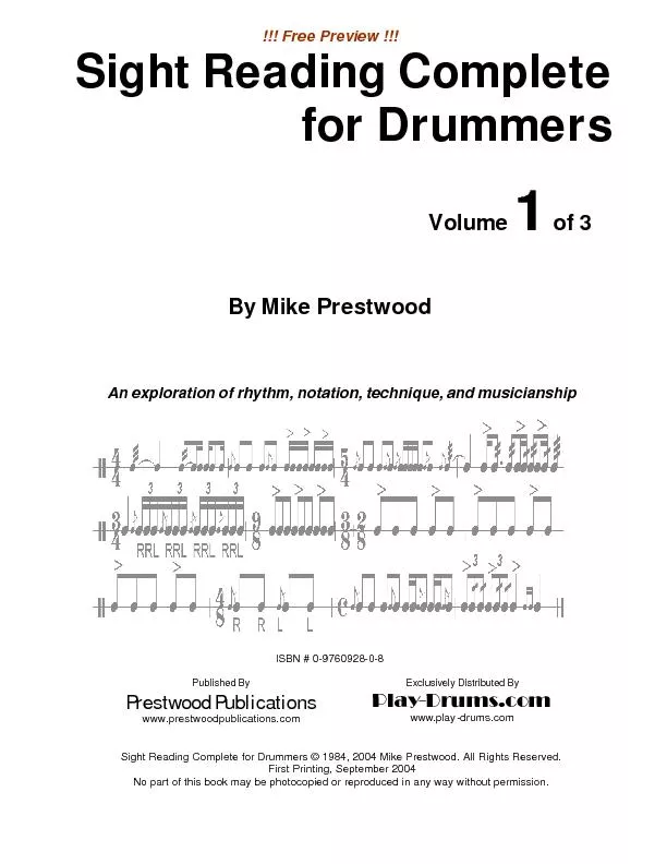 !!! Free Preview !!! Sight Reading Complete for Drummers  Volume 1 of