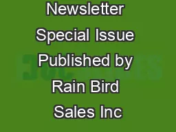 Technical Newsletter Special Issue Published by Rain Bird Sales Inc