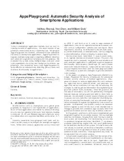 AppsPlayground Automatic Security Analysis of Smartphone Applications Vaibhav Rastogi