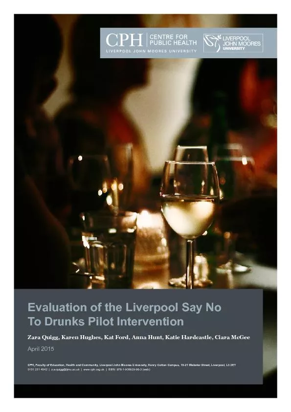 To Drunks Pilot InterventionCPH, Faculty of Education, Health and Comm