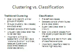 Clustering vs. Classification