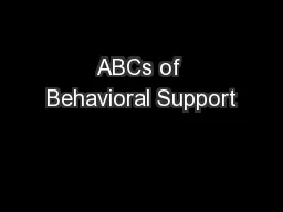 ABCs of Behavioral Support