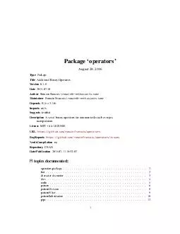 Package operators September   Type Package Title Additional binary operators for the R language Version