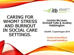 Caring for whom? Stress and Burnout in social care settings