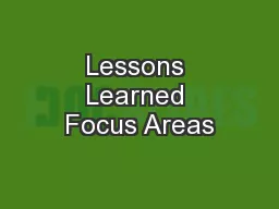 Lessons Learned Focus Areas