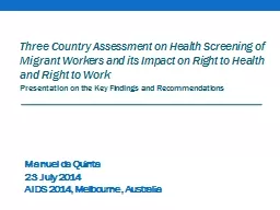 Three Country Assessment on Health Screening of Migrant Wor