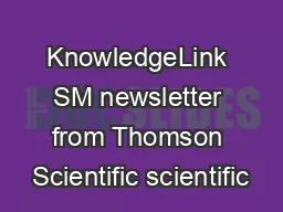 KnowledgeLink SM newsletter from Thomson Scientific scientific