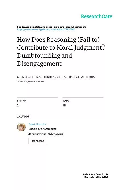 HowDoesReasoning(Failto)ContributetoMoralJudgment?DumbfoundingandDisen