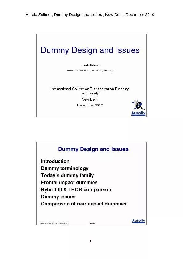 Harald Zellmer, Dummy Design and Issues, New Delhi, December 2010
...