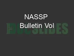 NASSP Bulletin Vol