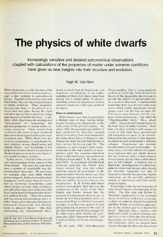 Th physic o whit dwarfIncreasingl sensitiv an detaile astronomica obse