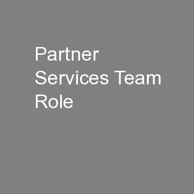 Partner Services Team Role