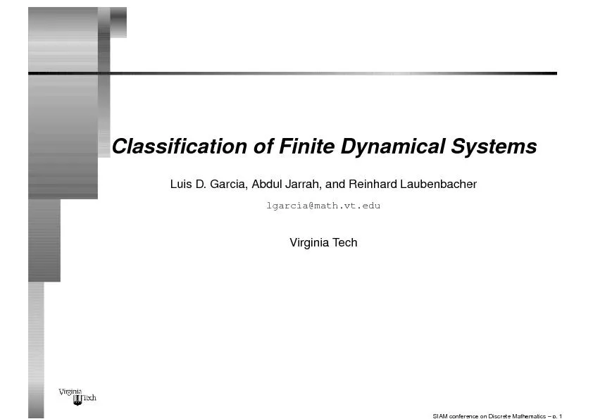 ClassicationofFiniteDynamicalSystemsLuisD.Garcia,AbdulJarrah,andReinh