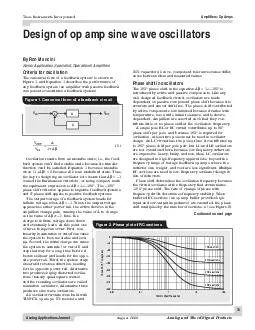 Analog Applications Journal August  Analog and MixedSignal Products Design of op amp sine