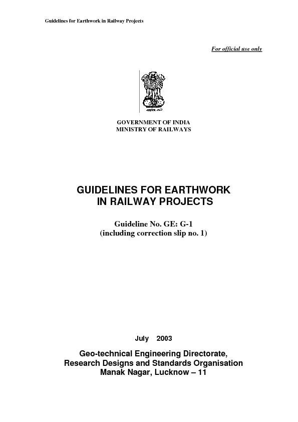 Guidelines for Earthwork in Railway Projects