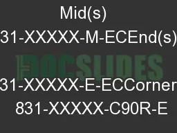 Mid(s)  831-XXXXX-M-ECEnd(s):  831-XXXXX-E-ECCorner:  831-XXXXX-C90R-E