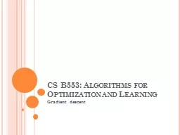 CS B553: Algorithms for Optimization and Learning
